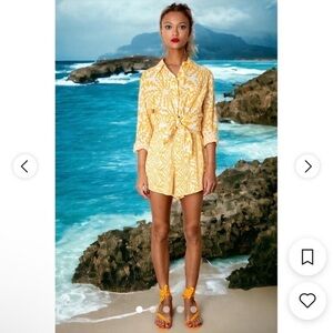 LE SUPERBE Sunstruck BF Shirt in Orange-White size 6 NEW $275